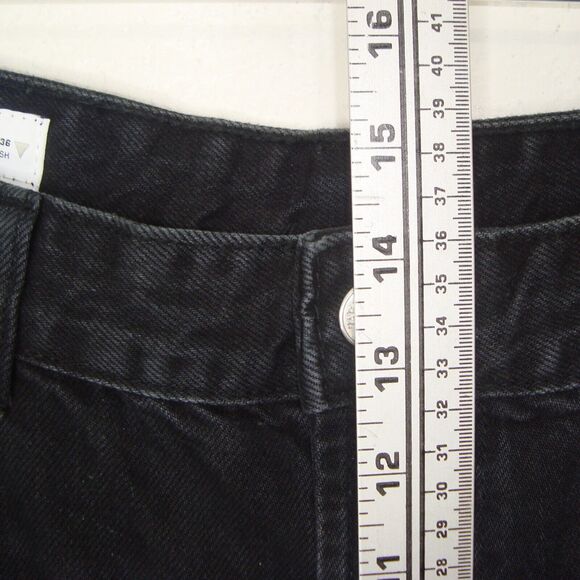 NEW! Zara Womens High Rise Full Length Wide Leg Raw Hem Black Jeans Size 14 - Picture 7 of 12